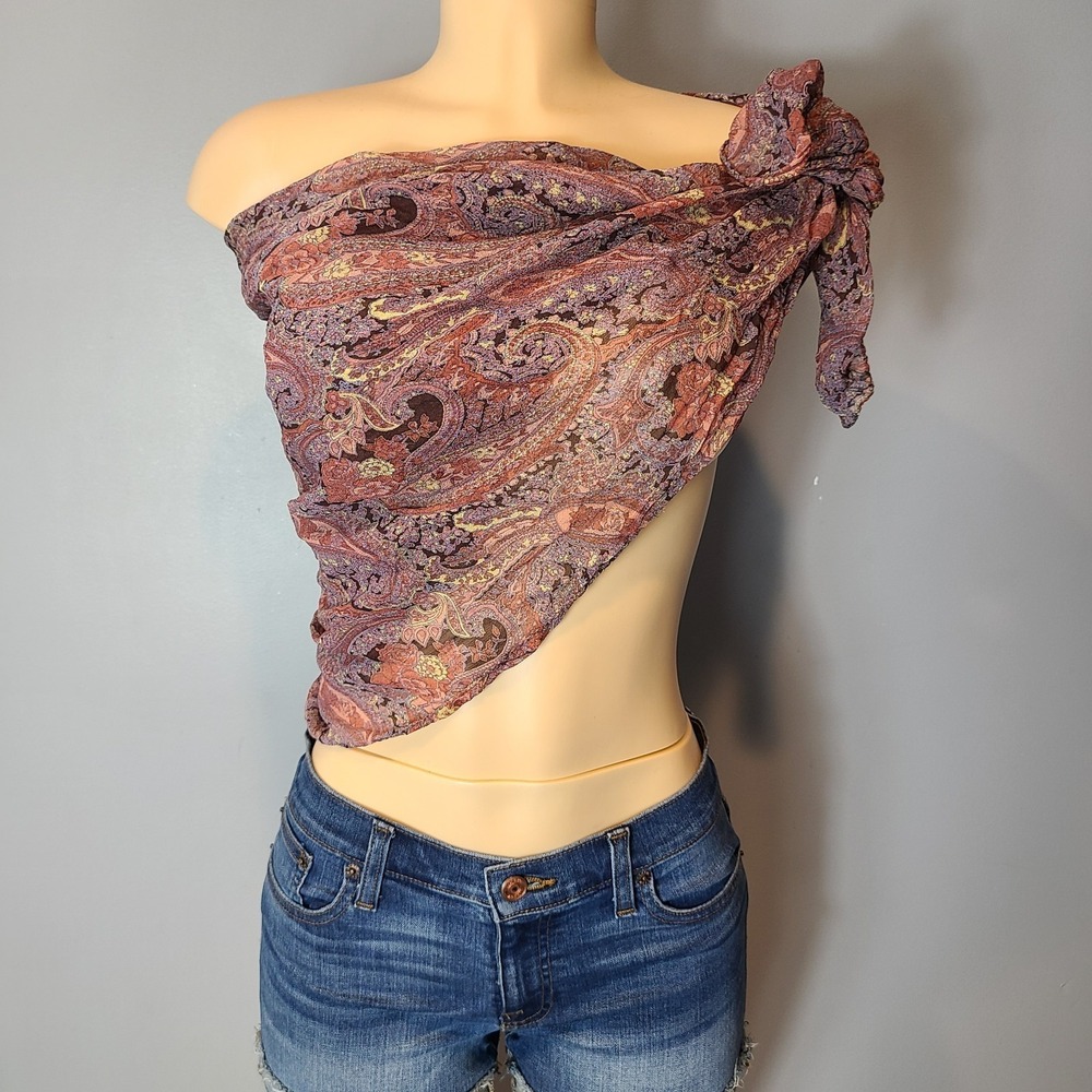 April Cornell Paisley 37" Square VINTAGE Scarf Poet 90s Purple